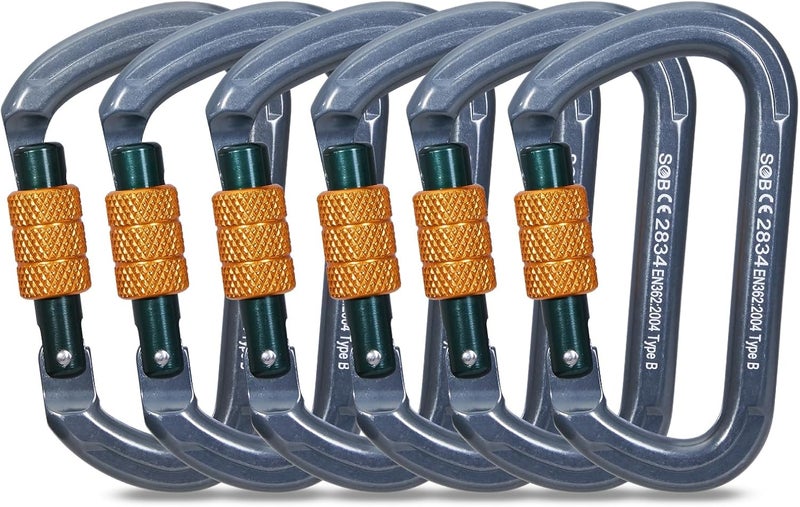 SOB Auto Locking Climbing Carabiner Clips,Heavy Duty Asymmetrical Carabiner Connector Used for Rappelling Gear Rescue Outdoor Projects Dog Leash - Image 1
